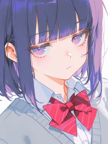 キャラぷのキャラクター: 制服姿の紫の髪の女性キャラクター