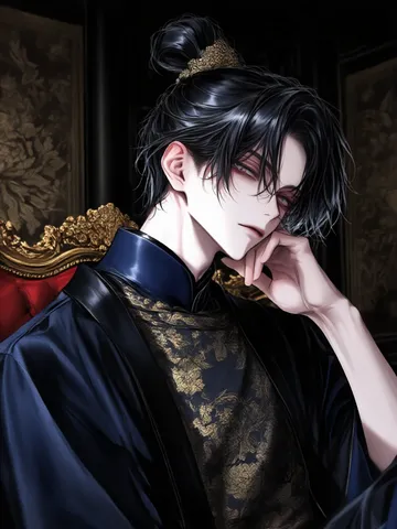 キャラぷのキャラクター: 黒い着物の男性キャラクター