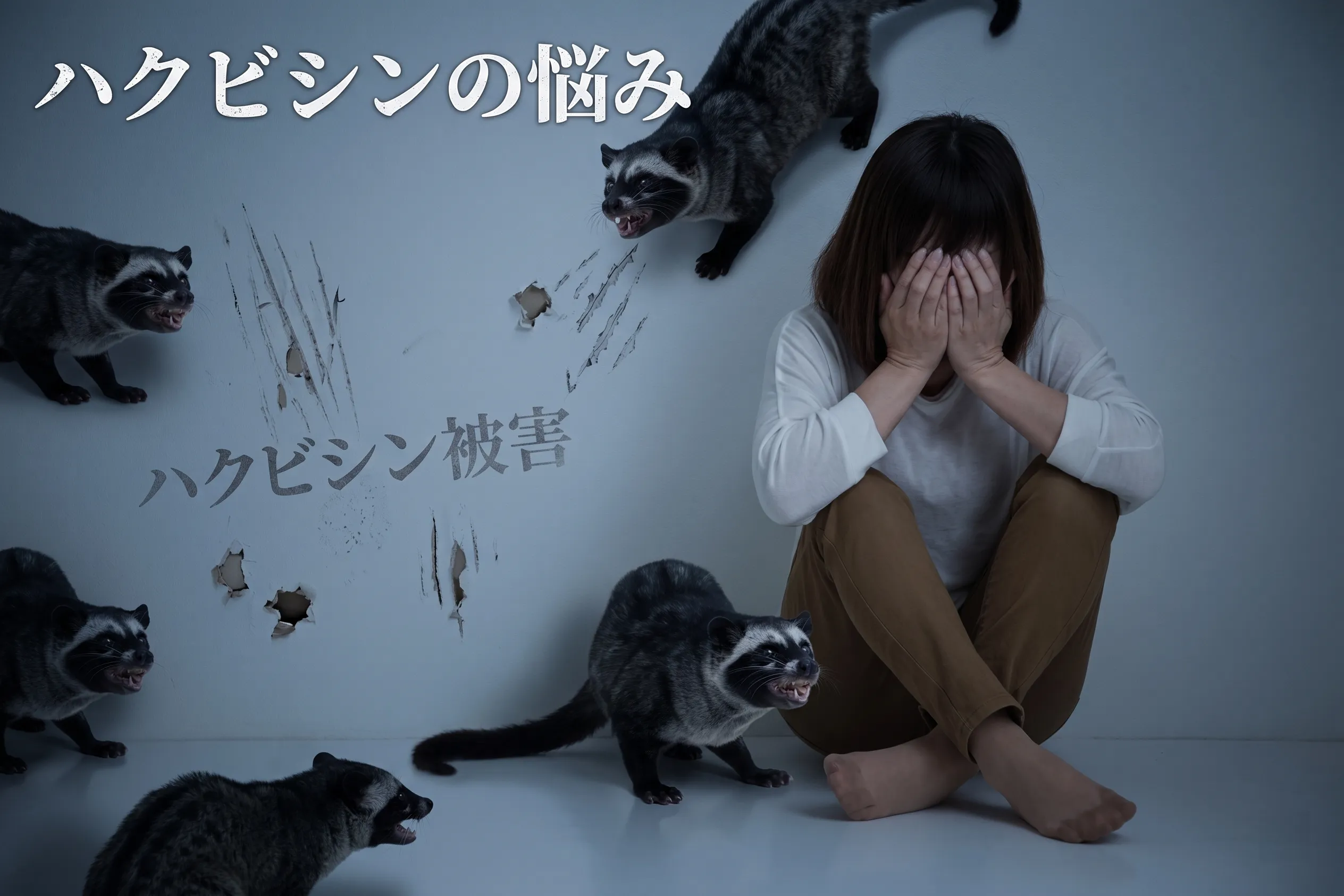 ハクビシン被害に悩む女性